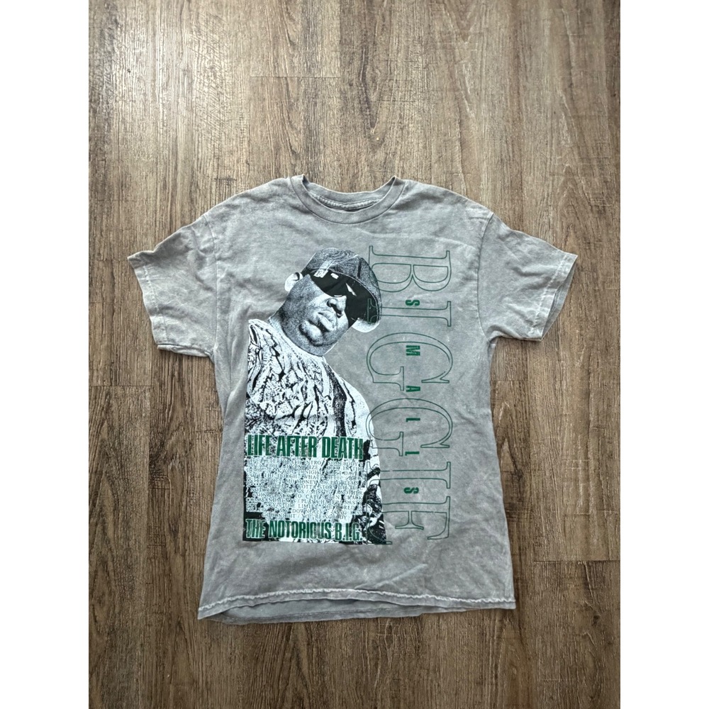 The Notorious B.I.G. Life After Death Grey Acid Wash Graphic T-Shirt Medium